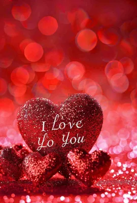 红色爱心love灯光亮片浪漫闪耀情人节七夕背景