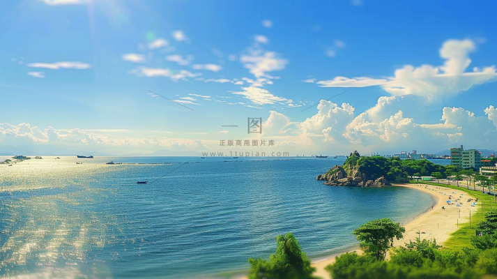 海边沙滩礁石大自然风光摄影图