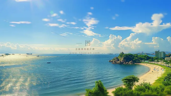 海边沙滩礁石大自然风光摄影图