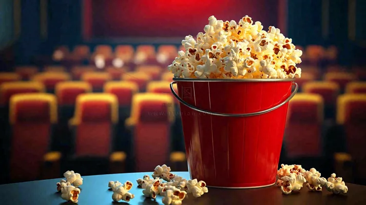 电影院休闲爆米花观影场景摄影图