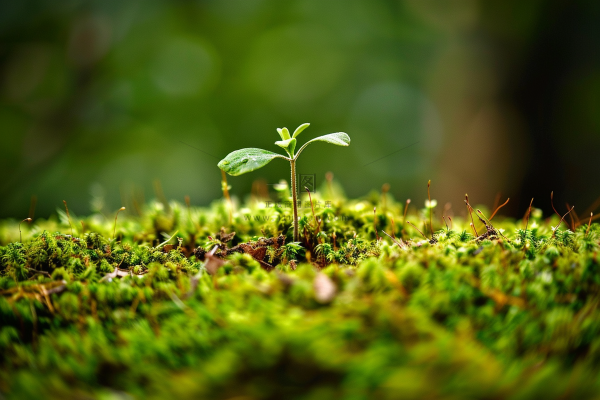 苔藓石壁上生长的苔藓春天摄影图