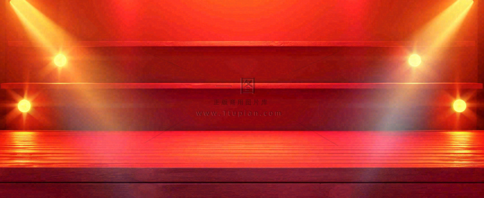 红色渐变灯光舞台质感背景