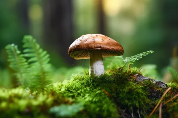 生长在苔藓的蘑菇摄影图 生长在苔藓的蘑菇摄影图