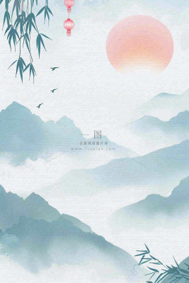 古风山水水墨画柳树柳条日出燕子惊蛰清明端午插画背景 古风山水水墨画柳树柳条日出燕子惊蛰清明端午插画背景
