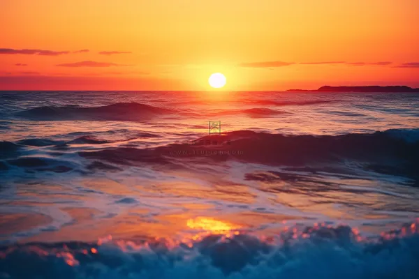海洋海边日出日落夕阳摄影图