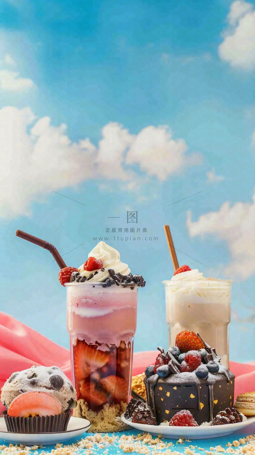 夏日饮品饮料清凉背景