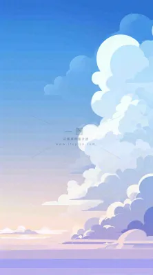 蓝紫色天空白云清新浪漫落日海上倒影 蓝紫色天空白云清新浪漫落日海上倒影