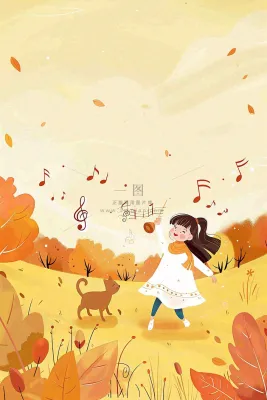 秋游展板梦幻秋景女孩秋游野餐欢乐音乐起舞动物动员立秋秋分卡通插画背景 秋游展板梦幻秋景女孩秋游野餐欢乐音乐起舞动物动员立秋秋分卡通插画背景