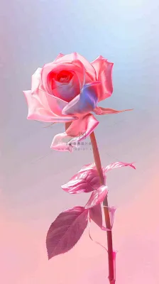 渐变玫瑰花创意插画情人节背景