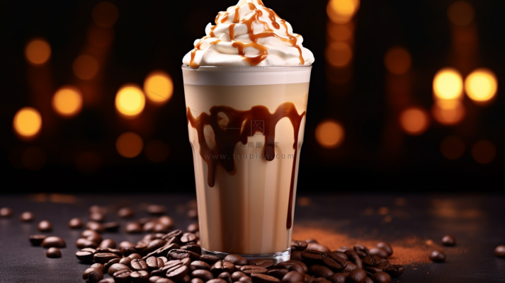 咖啡拿铁奶油咖啡店摄影图