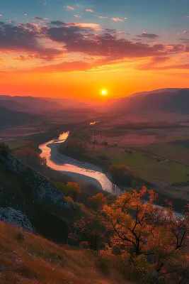 清晨日出朝霞云层摄影图