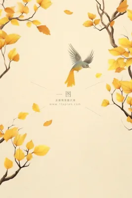 中国风秋季落叶简约背景 中国风秋季落叶简约背景