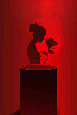 红色玫瑰花展台女生节女神妇女节情人节七夕插画背景