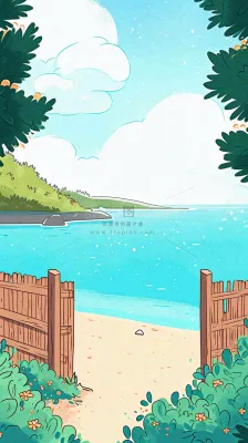 海边沙滩玩耍旅行夏日假期游玩手绘插画,可爱清新,夏至小暑大暑 海边沙滩玩耍旅行夏日假期游玩手绘插画,可爱清新,夏至小暑大暑