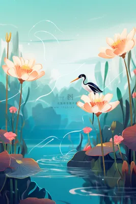 清新唯美夏日节气国风背景 清新唯美夏日节气国风背景