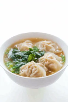 馄饨云吞面食美食摄影图