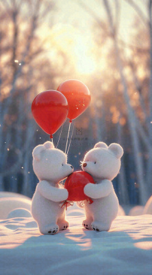 冬天雪地可爱小熊爱情情侣温馨,情人节520爱心摄影图 冬天雪地可爱小熊爱情情侣温馨,情人节520爱心摄影图
