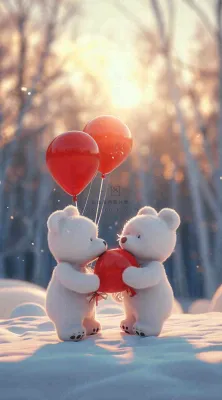 冬天雪地可爱小熊爱情情侣温馨,情人节520爱心摄影图 冬天雪地可爱小熊爱情情侣温馨,情人节520爱心摄影图