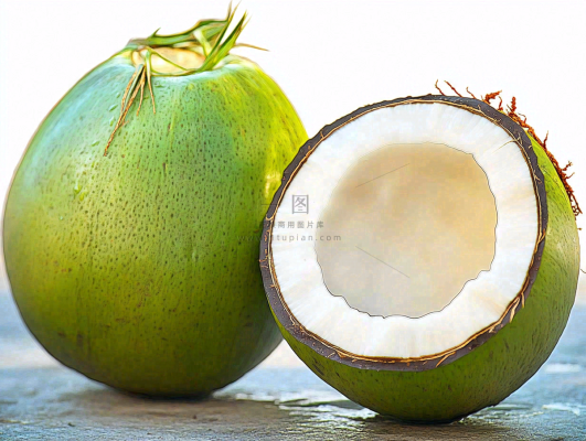 青皮椰子新鲜水果背景图