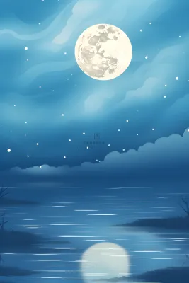 创意现代中国风月满蓝色背景 创意现代中国风月满蓝色背景