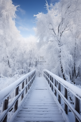 冬天大雪雪花雾凇摄影图