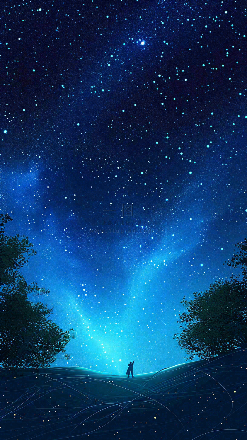 夜晚天蓝色天空科幻绚丽星空