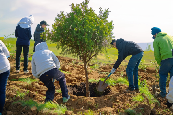 植树树苗保护环境摄影图
