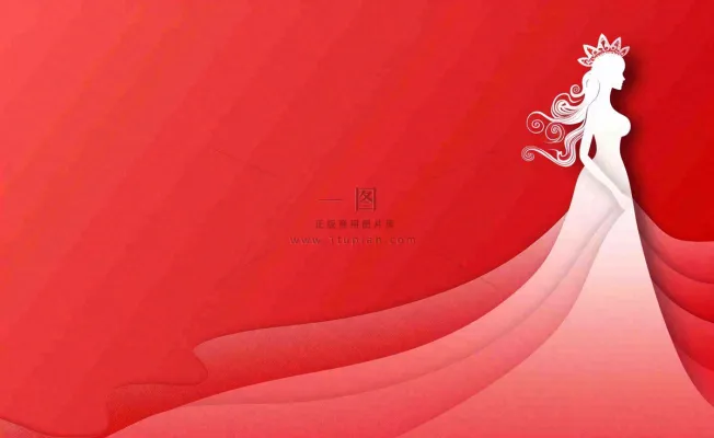 红色立体剪贴画女王女生节妇女节插画背景 红色立体剪贴画女王女生节妇女节插画背景