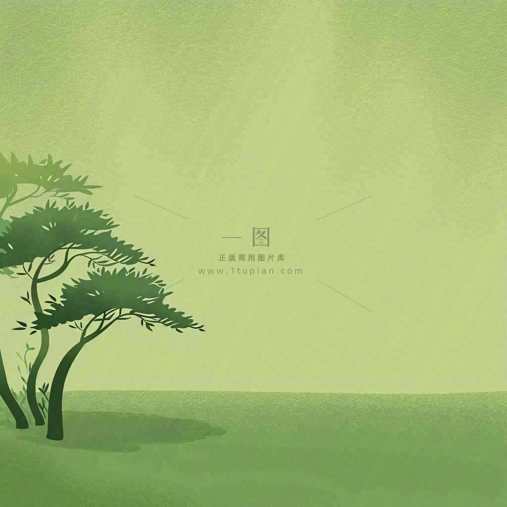 春天手绘绿草绿树
