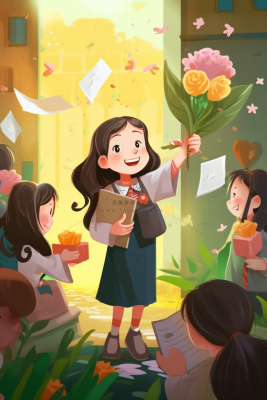 毕业学生穿着学士服花海报素材背景