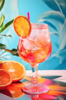 西柚气泡果酒饮料摄影图