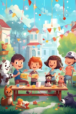 儿童孩子冒险聚会玩耍插画海报素材背景 儿童孩子冒险聚会玩耍插画海报素材背景