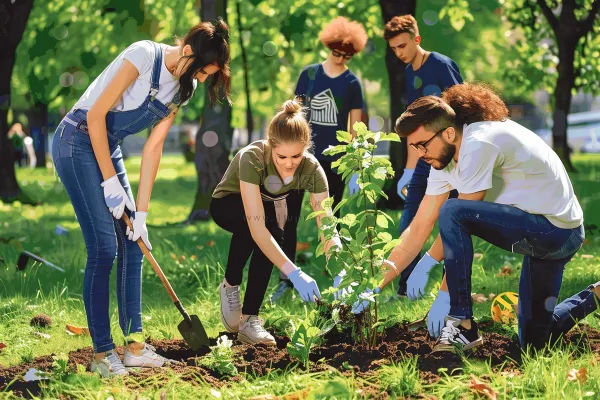 植树保护环境活动摄影图