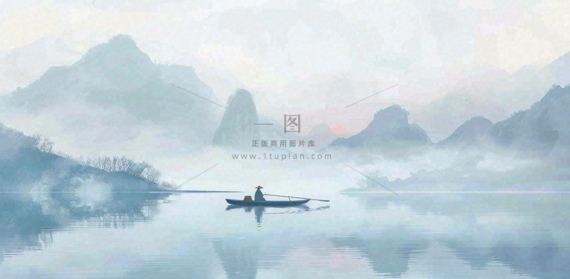 中国风意境水墨山水风景插画背景 中国风意境水墨山水风景插画背景