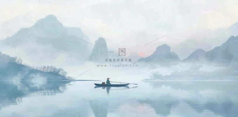 中国风意境水墨山水风景插画背景 中国风意境水墨山水风景插画背景