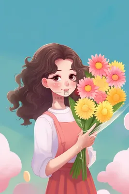 教师花束线条绘画背景 教师花束线条绘画背景