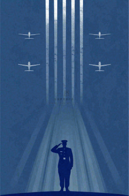 建军蓝色纹理简约军人剪影飞机插画背景 建军蓝色纹理简约军人剪影飞机插画背景