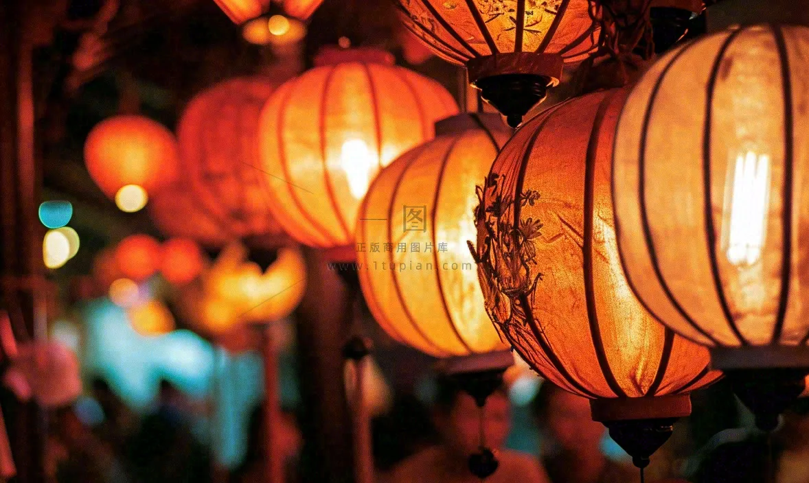 灯笼喜庆中秋佳节夜晚,元宵节摄影图