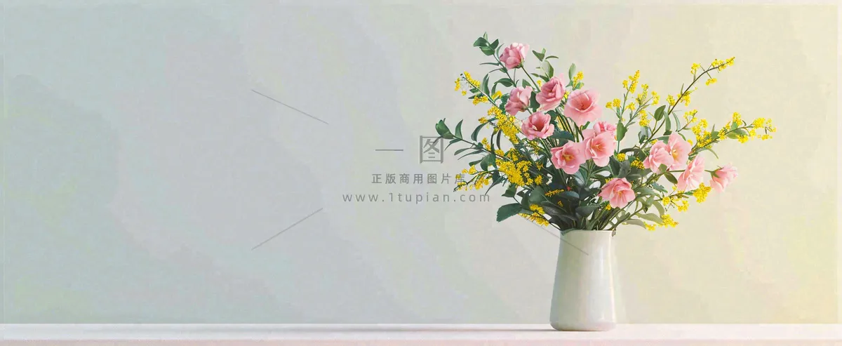 桌面花瓶花束简约情人节花束室内装饰摄影图