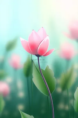 粉蓝色清爽夏日大气花朵扁平背景 粉蓝色清爽夏日大气花朵扁平背景