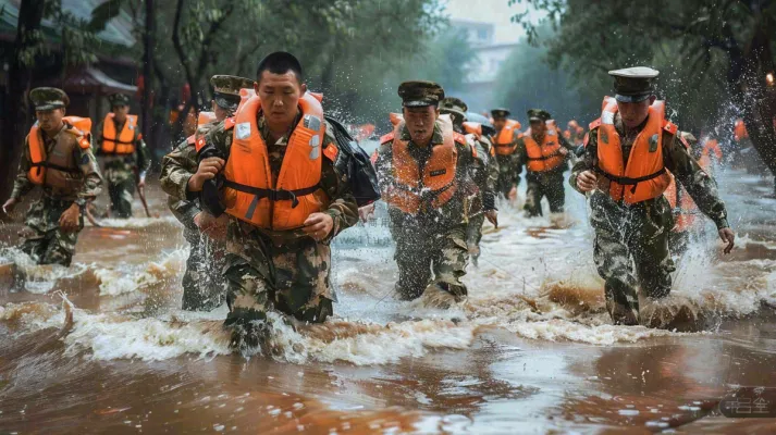 洪水自然灾害防洪预警摄影图