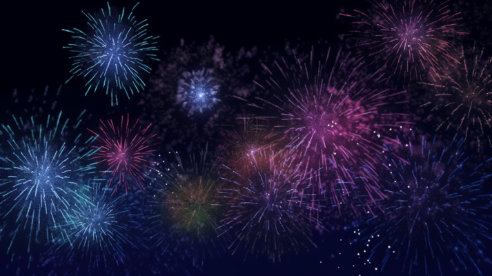 烟花五颜六色的烟花庆典新年节日暮色的天空背景摄影图