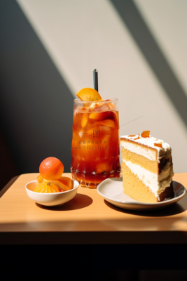 蛋糕奶茶下午茶阳光光影摄影图