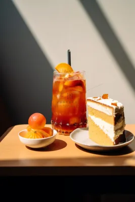 蛋糕奶茶下午茶阳光光影摄影图