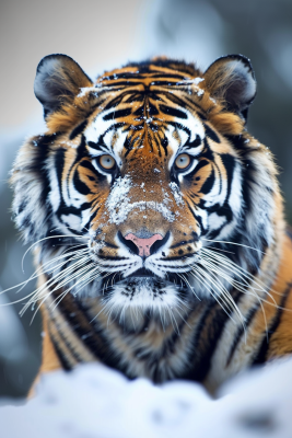 东北虎冬天雪地里的老虎摄影图