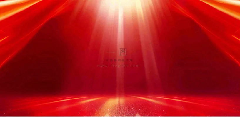 红色展台舞台金光线性节日庆祝喜庆背景国庆春节建军