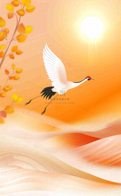 秋天白鹭齐飞黄了树叶重阳节立秋白鹭秋分插画背景 秋天白鹭齐飞黄了树叶重阳节立秋白鹭秋分插画背景