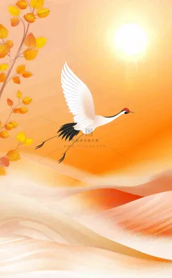 秋天白鹭齐飞黄了树叶重阳节立秋白鹭秋分插画背景 秋天白鹭齐飞黄了树叶重阳节立秋白鹭秋分插画背景