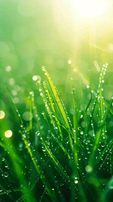 春天草地雨水雨露露珠绿草清新，谷雨雨水惊蛰白露摄影图