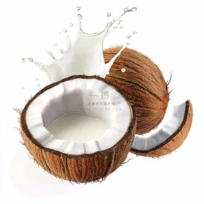 椰子汁飞溅新鲜果汁摄影图